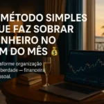 Ambiente elegante com notebook e itens de luxo cotidiano representando bem-estar e organização financeira e Como Montar um Orçamento pessoal com o método 50/30/20.