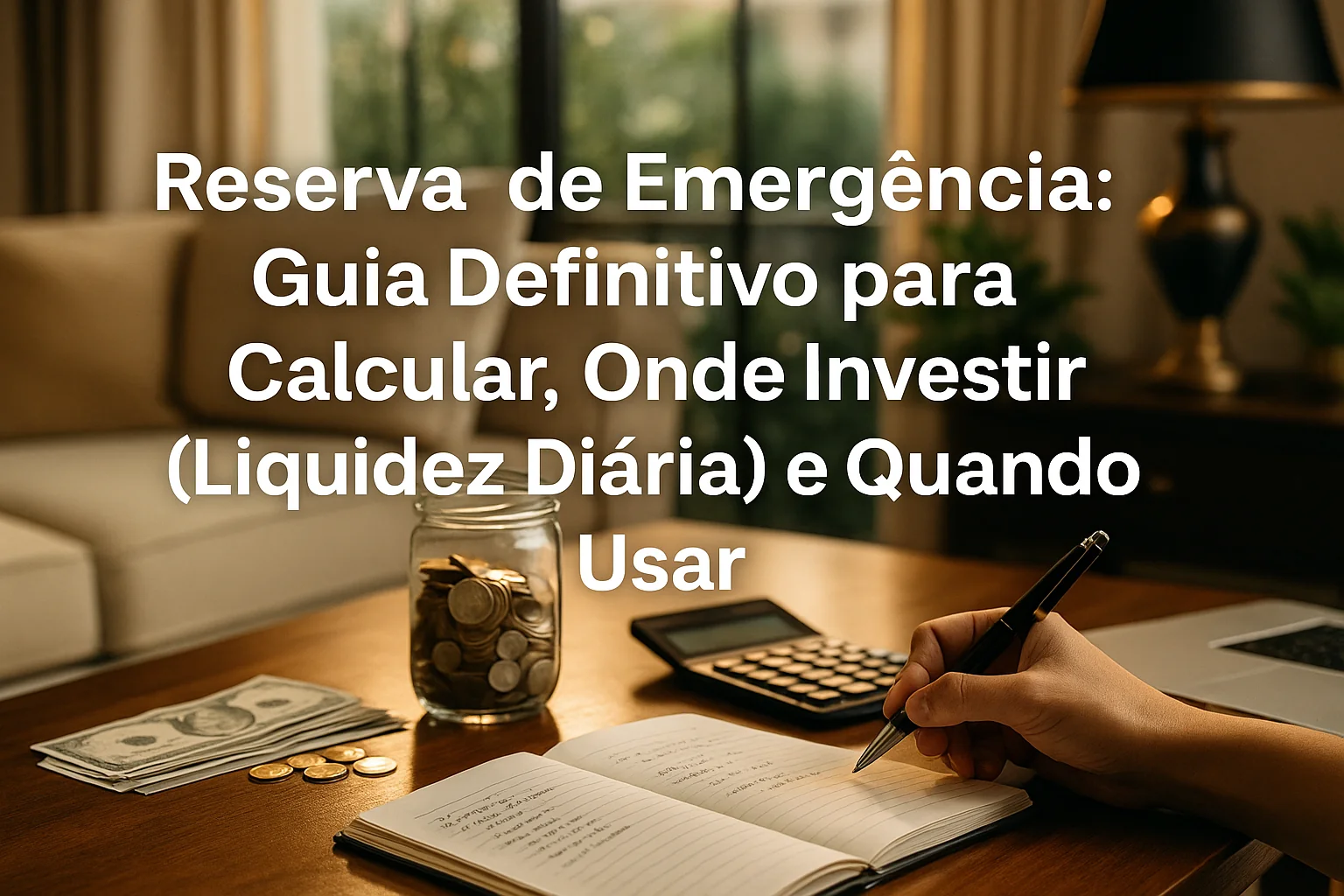 Reserva de emergência: gráfico e elementos financeiros representando segurança e liquidez para imprevistos.